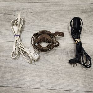 Three - 6 Foot Power Cords - White, Brown, Black